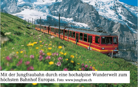 Mit der Jungfraubahn durch eine hochalpine Wunderwelt zum hchsten Bahnhof Europas.